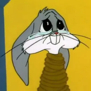 😭 0dabf30f Bugs Bunny triste, llorando, dibujos animados, atado, conejo telegram sticker