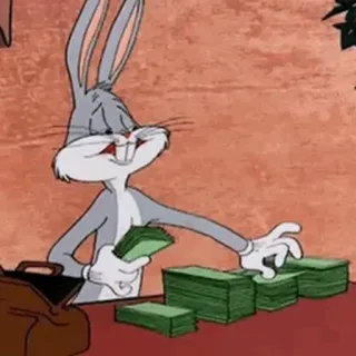 💸 6082cced Bugs Bunny dibujos animados, dinero, conejo, pila, efectivo telegram sticker