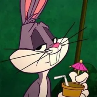 🍹 7ed1270c Bugs Bunny Dibujo animado, Conejo, Bebida, Relajante, Divertido, Verano, Vacaciones telegram sticker