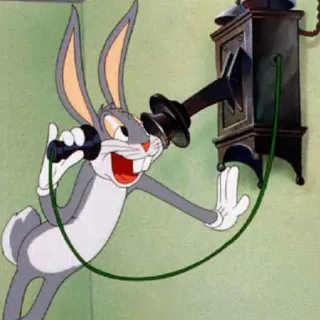 ☎️ 93f6f99d Bugs Bunny dibujos animados, conejo, teléfono, hablando, Looney Tunes telegram sticker