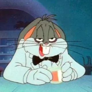 🥃 edcc5056 Bugs Bunny dibujos animados, conejo, gracioso, bebiendo, animación telegram sticker