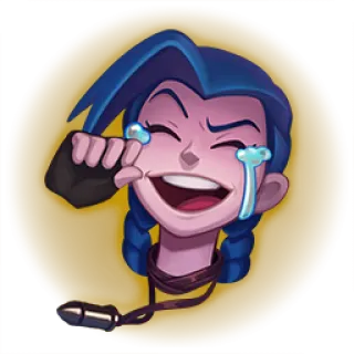🎮 7bbc83c8 Jinx League of Legends trò chơi điện tử, nhân vật, bắn súng, tóc xanh, khóc, Jinx telegram sticker