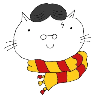⚡ 6d8d4793 Harry Potter mèo, harry potter, khăn quàng cổ, phù thủy, kính, phép thuật, động vật telegram sticker
