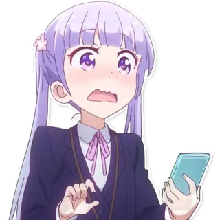 😳 2566308b Anime, Personage, Paars haar, Geschrokken, Beschaamd whatsapp sticker