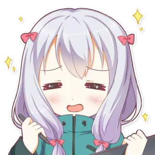 😄 b7bf3e7c anime meisje, schattig, glitters, tekening, kunstenaar, digitale kunst whatsapp sticker