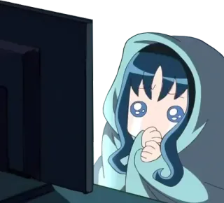 😭 555c80a8 Anime, Dibujos animados, Chica, Linda, Viendo, Ordenador whatsapp sticker