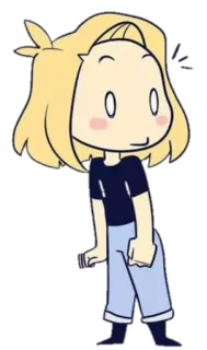 😳 ab2f122d 卡通, 人物, 金发, 站立, Q版 telegram sticker