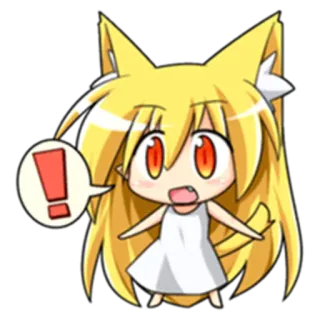 😡 8f699c9a ! anime, kawaii, alert, fox girl, chibi, exclamation mark whatsapp sticker