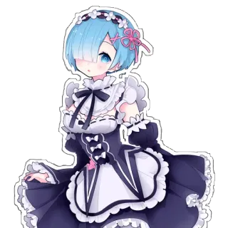 💙 40ffc0ea Rem Re:Zero Аниме, Горничная, Милый, Каваий, Рем, Re:Zero telegram sticker