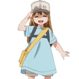 โ๏ธ 02129618 ่กๅฐๆฟ anime, cells at work, platelet, cute, character, manga telegram sticker