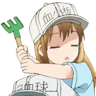 ๐ 329524e5 Platelet Cells at Work! ่กๅฐๆฟ๏ผ็ฝ่ก็ anime, cells at work, platelet, cartoon, blood, cute, medical telegram sticker