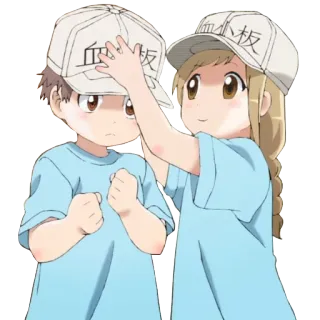 ๐ 6c28585c ่กๅฐๆฟ anime, characters, cells at work, platelet, cute, blood, health telegram sticker