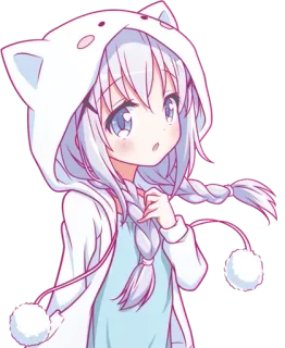 😊 24000034 Anime, Kawaii, Mangá, Fofo, Menina, Moletom, Orelhas, Trança telegram sticker