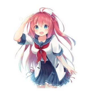 😊 0084ce41 Anime, Garota, Uniforme escolar, Fofa, Cabelo rosa, Olhos azuis telegram sticker