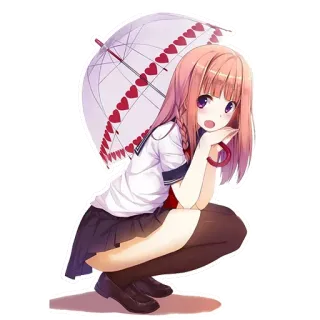 😮 739ccc7c Anime, Garota, Guarda-chuva, Corações, Fofo, Mangá telegram sticker