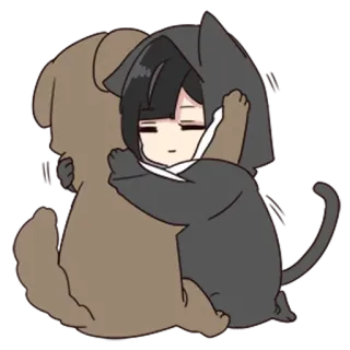 🏹 02cd88b0 Anime, Chat, Chien, Câlin, Mignon, Kawaii, Manga telegram sticker