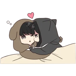 🏹 2182b676 mignon, chibi, amour, couple, coeur, kawaii, style animé, dessin animé telegram sticker