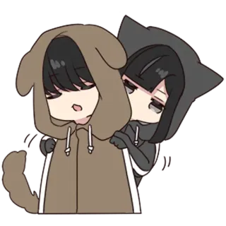 🏹 7db8a031 couple, mignon, câlin, animé, dessin animé, chien, chat telegram sticker