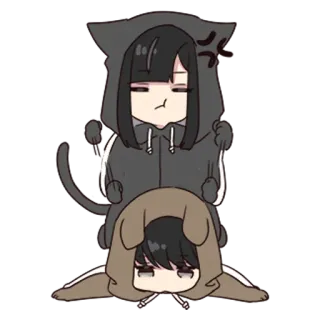 🏹 7df5342a Anime, Dessin animé, Chibi, Kawaii, Mignon, Chat, Chien telegram sticker