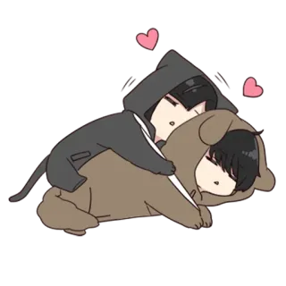 🏹 825f245d dessin animé, mignon, kawaii, animaux, coeurs, dormir, chibi telegram sticker