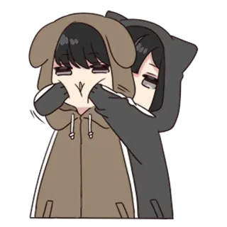 🏹 9d4c111f mignon, kawaii, sweat à capuche, amis, animé, dessin animé, câlin telegram sticker