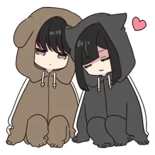 🏹 b03d86d5 mignon, animé, chibi, kawaii, amitié, couples telegram sticker