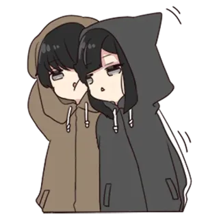 🏹 ca9e3278 Anime, Dessin animé, Sweat à capuche, Triste, Couple, Mignon, Dessin, Illustration telegram sticker