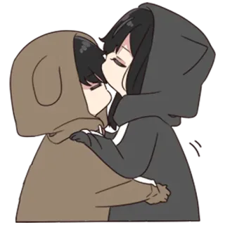 🏹 d11b8b76 Animé, Dessin animé, Baiser, Amour, Couple, Mignon, Kawaii, Chien, Ours telegram sticker