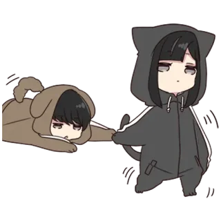 🏹 e4f32d45 Anime, Chibi, Chat, Chien, Mignon, Dessin animé telegram sticker