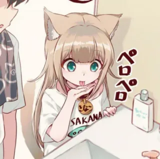 🐾 2d45b40f SAKANA anime, ragazza, orecchie da gatto, carina, sakana, linguaccia, giapponese telegram sticker