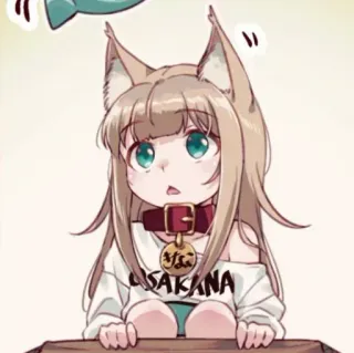 🐾 32ae0ada SAKANA Anime, Cartone animato, Ragazza, Orecchie da animale, Carino telegram sticker