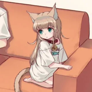 🐾 3736d0a7 ragazza gatto, anime, manga, carino, kawaii, animale domestico, orecchie da animale, furry telegram sticker