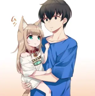 🐾 a53122cb SAKAN Anime, Ragazza gatto, Kemonomimi, Manga, Carino, Ragazzo, Illustrazione telegram sticker