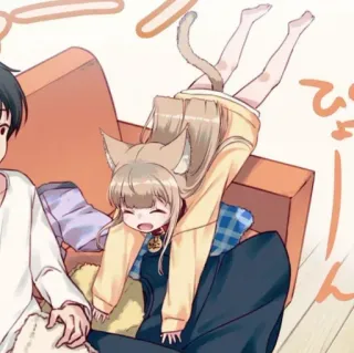 🐾 d01f0664 ひょーん ragazza anime, orecchie da gatto, chibi, carino, kawaii, cartone animato telegram sticker