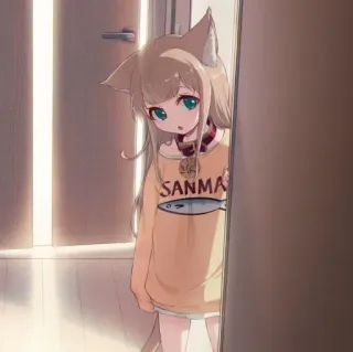 🐾 e4c1b581 SANMA Anime, Ragazza gatto, Cornice porta, Carino, Pesce, Sanma, Manga, Kawaii telegram sticker