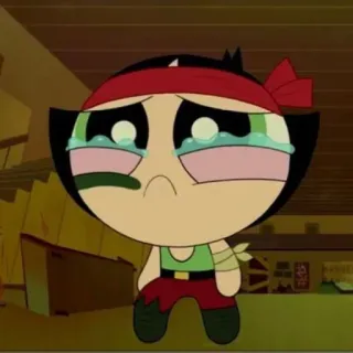 🍭 505320ed Buttercup Powerpuff Girls Мультфильм, Плачет, Грустно, Персонаж, Суперкрошки telegram sticker