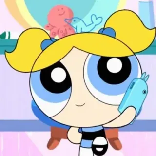 🍭 52a75987 Bubbles The Powerpuff Girls мультфильм, Пузырёк, Суперкрошки, персонаж, мультяшный telegram sticker