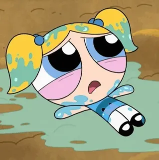 🍭 647d9967 Bubbles Powerpuff Girls Мультфильм, Персонаж, Анимация, Грустный, Расстроенный, Блоссом, Суперкрошки telegram sticker