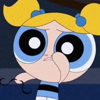 🍭 7a88d5fa Bubbles Powerpuff Girls Мультфильм, Пузырёк, Суперкрошки, Расстроен, Грустный, Плачет telegram sticker