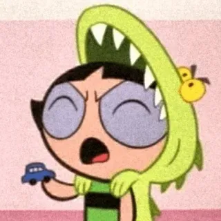 🍭 a44e7169 Buttercup The Powerpuff Girls Мультфильм, Суперкрошки, Лютик, Милый, Персонаж, Монстр, Динозавр telegram sticker