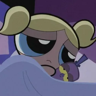 🍭 a6ef386e Bubbles The Powerpuff Girls мультфильм, Пузырёк, Суперкрошки, сонный, милый, Cartoon Network telegram sticker