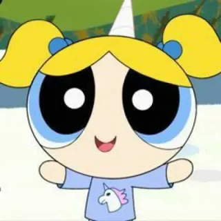 🍭 b07c0290 Bubbles The Powerpuff Girls мультфильм, Пузырёк, Суперкрошки, милый, персонаж, блондинка telegram sticker