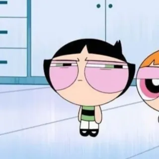 🍭 f1f944fb Buttercup Powerpuff Girls мультфильм, Суперкрошки, Лютик, скучно, сонный telegram sticker