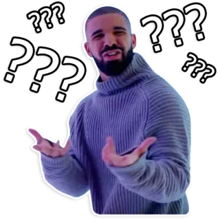 ❓ 61ee44ea Drake célébrité, question, expression, confusion, rappeur, mème, drake telegram sticker