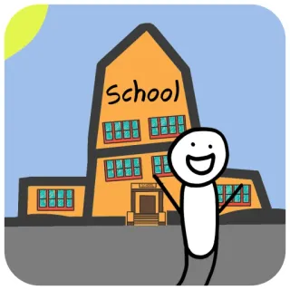 🏫 9d345451 School Schule, Gebäude, Bildung, Strichmännchen, fröhlich telegram sticker