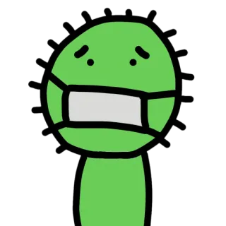 🦠 f491cdba Maske, Gesichtsmaske, grün, Figur, Cartoon, Virus telegram sticker