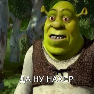🙁 14d6041f Shrek ДА НУ НАХЕР shrek, ogre, dreamworks, animé, mème, drôle whatsapp sticker