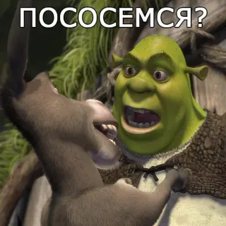 💋 1d86fa73 Shrek ПОСОСЕМСЯ? shrek, âne, drôle, film, dreamworks whatsapp sticker