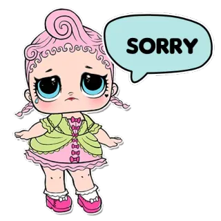 ☹ 2a32ba8e SORRY lol doll, apology, sad, cartoon, doll, sorry, crying telegram sticker