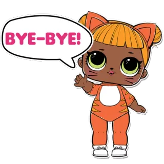 ✋ 54011ee8 BYE-BYE! doll, cartoon, cute, cat, bye telegram sticker